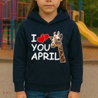I Love You April The Giraffe Photo Kids Hoodie thumb 3