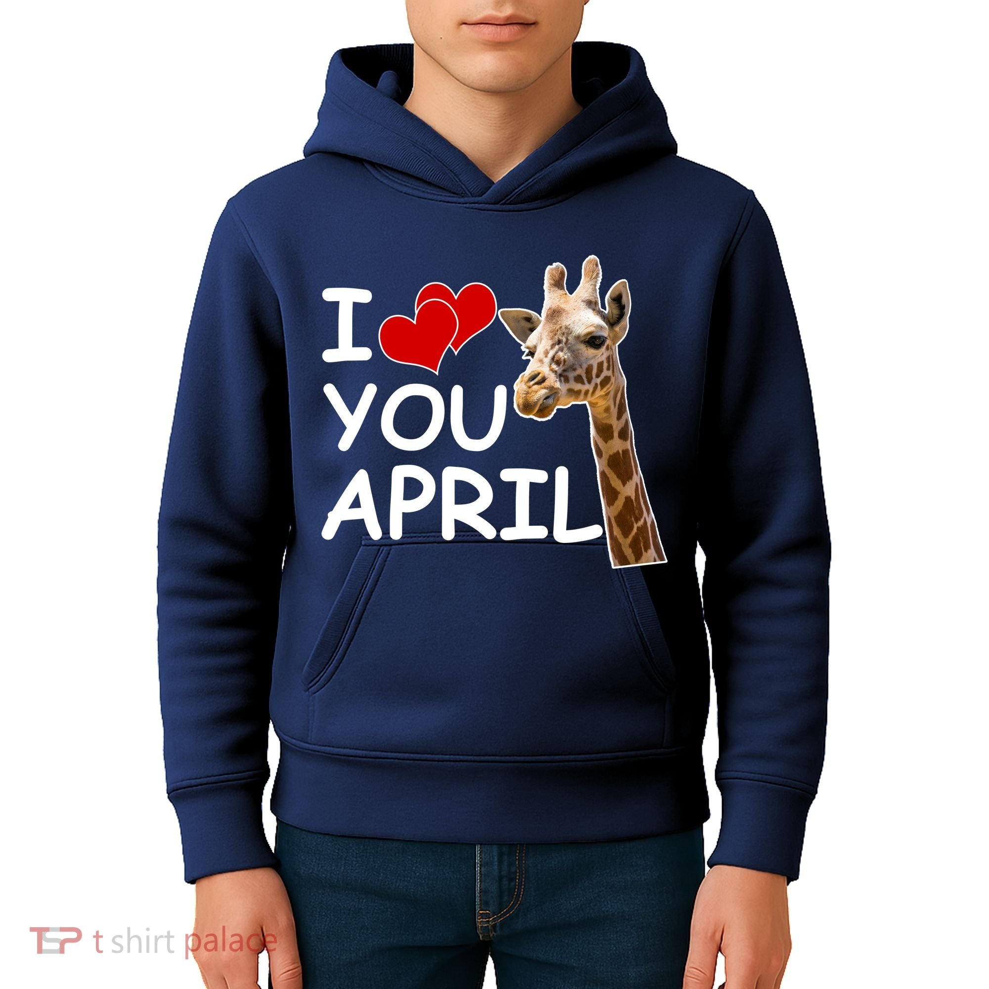 I Love You April The Giraffe Photo Kids Hoodie