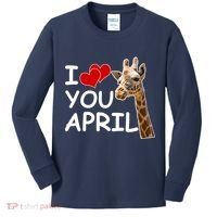 I Love You April The Giraffe Photo Kids Long Sleeve Shirt thumb 0