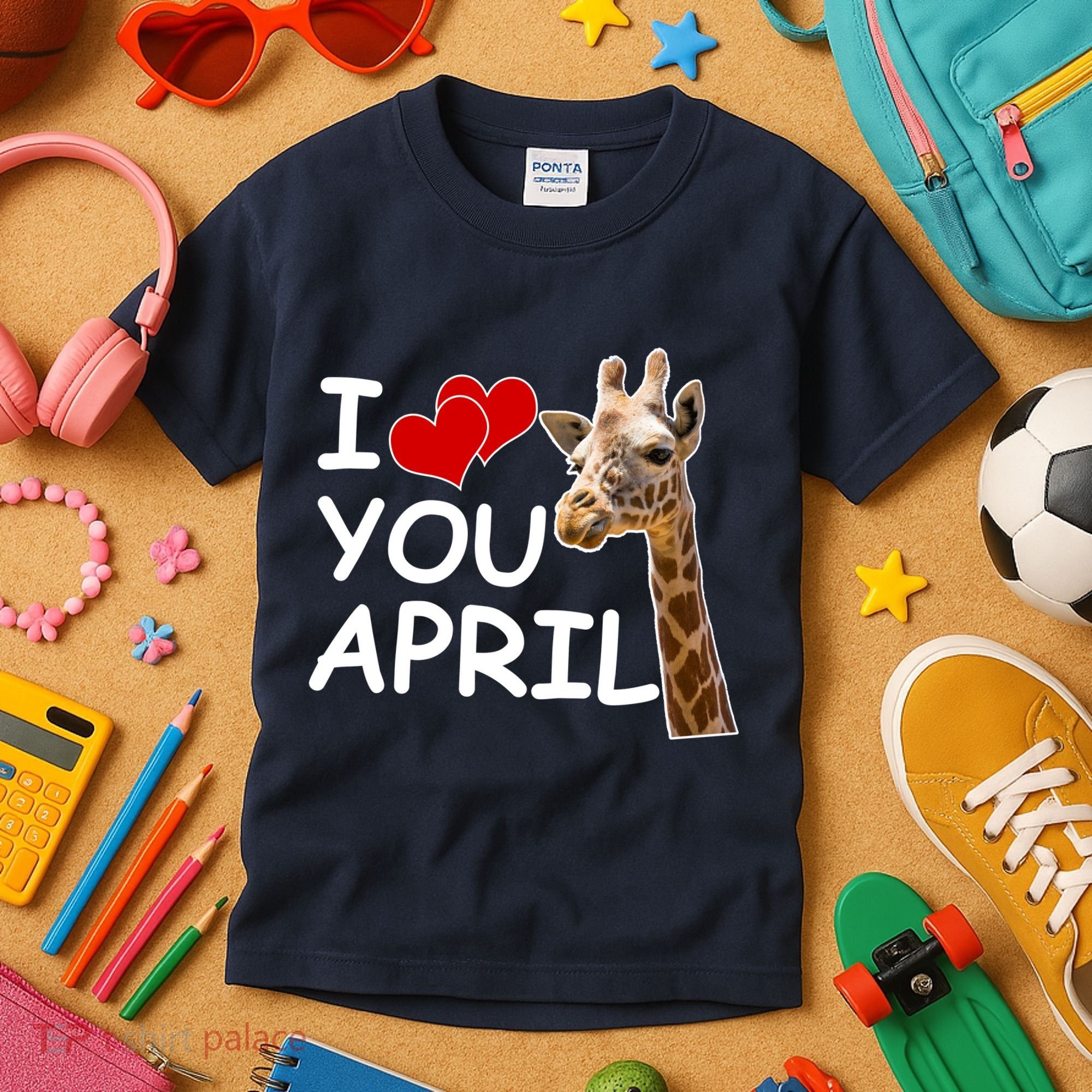 I Love You April The Giraffe Photo Kids T-Shirt