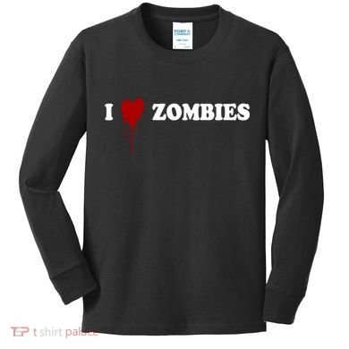 I Love Zombies Kids Long Sleeve Shirt