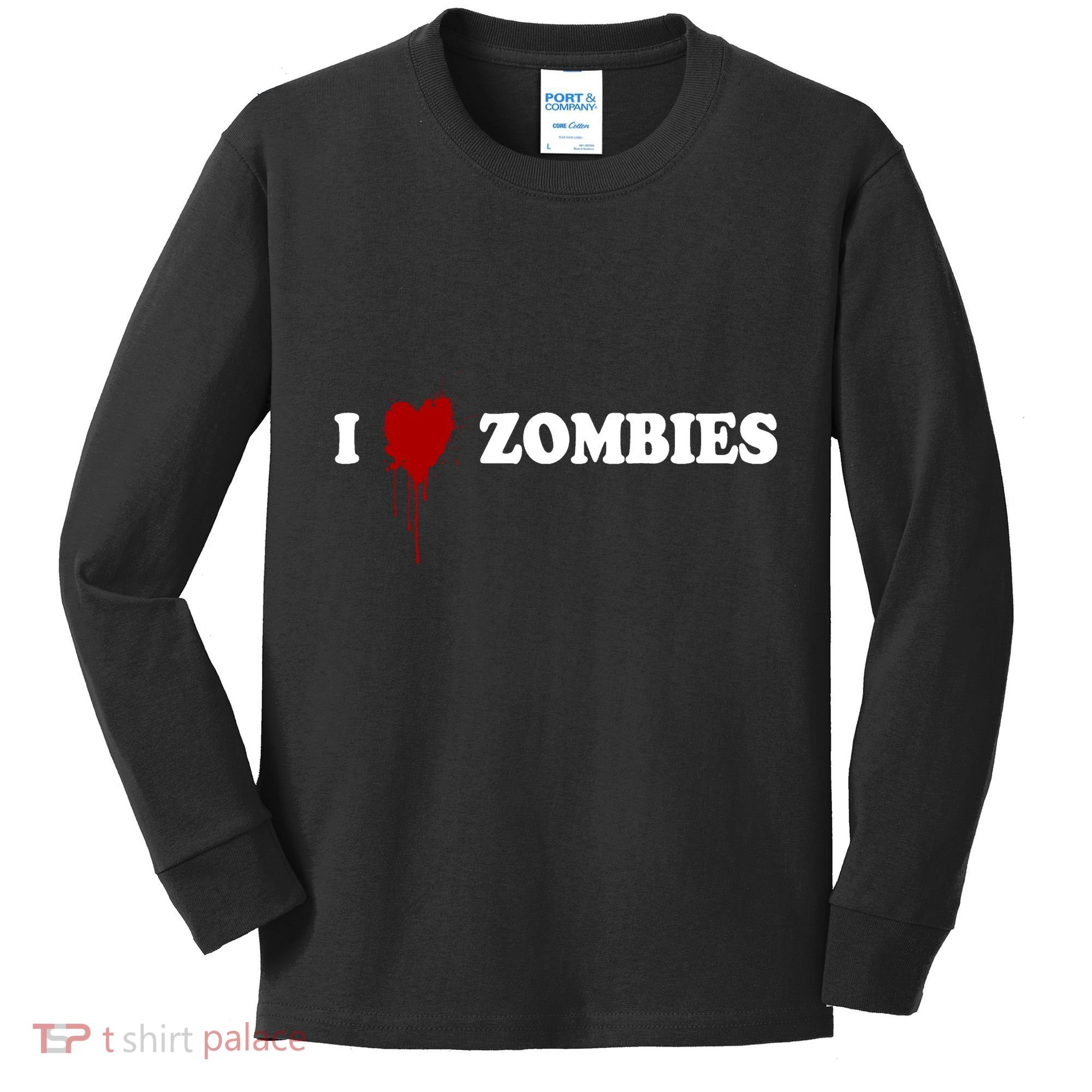 I Love Zombies Kids Long Sleeve Shirt