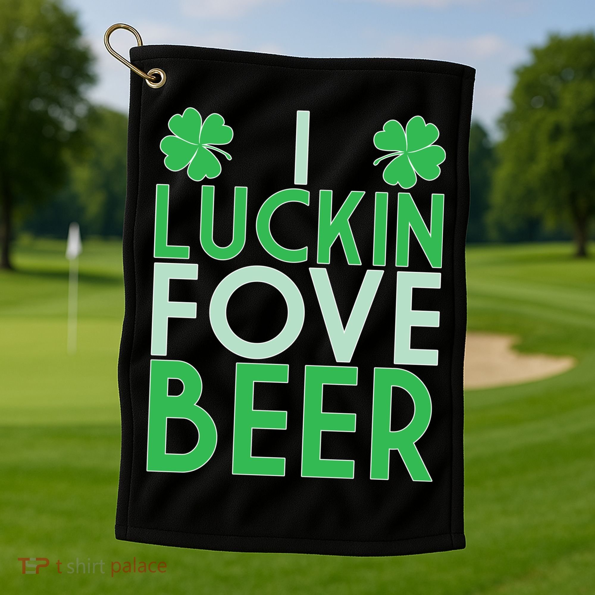 I Luckin Fove Beer Golf Towel