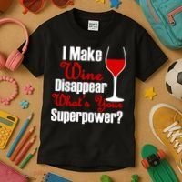 I Make Wine Disappear What's Your Superpower Kids T-Shirt thumb 3