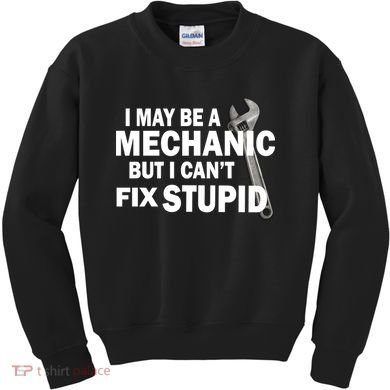 I May Be A Mechanic But I Can't Fix Stupid Funny Kids Sweatshirt