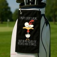 I May Look Calm But In My Head I Pecked You 3 Times Golf Towel thumb 2