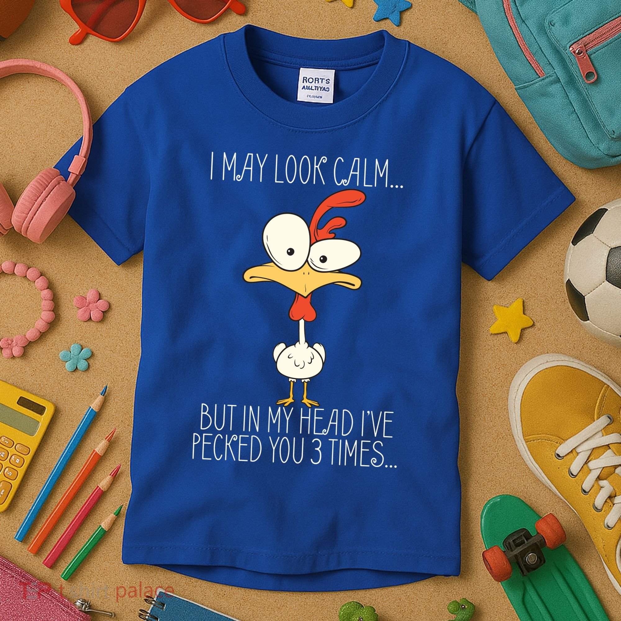 I May Look Calm But In My Head I Pecked You 3 Times Kids T-Shirt
