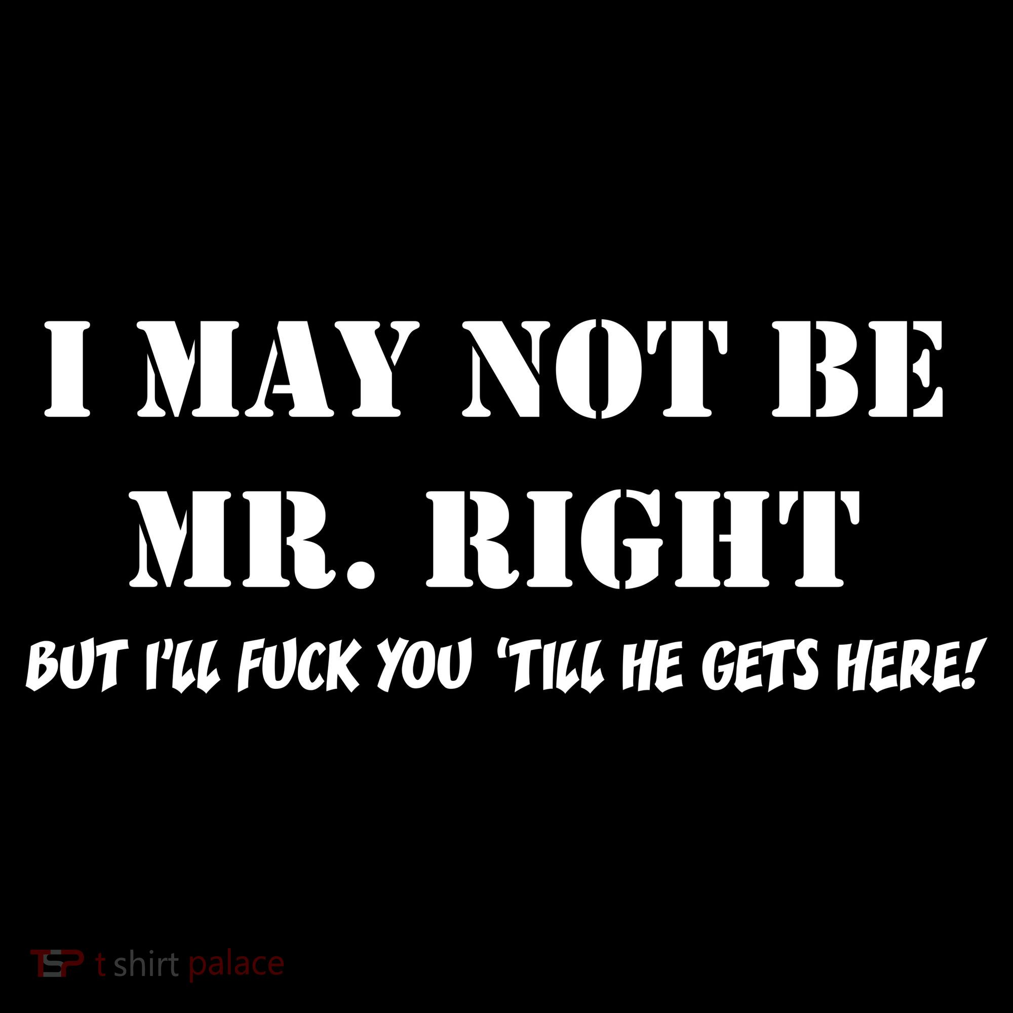 I May Not Be Mr. Right, But I'll Fuck You Until He Get's Here T-Shirt