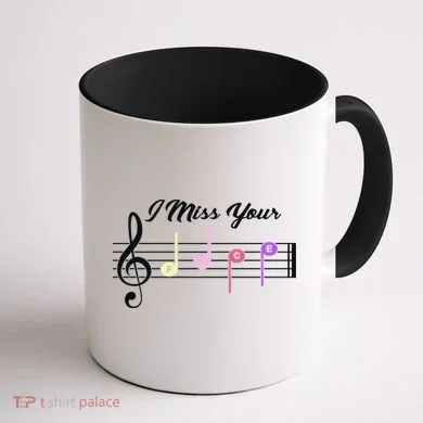 I Miss Your Face Music Notes Coffee Mug back