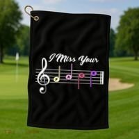 I Miss Your Face Music Notes Golf Towel thumb 1