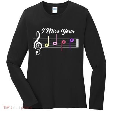 I Miss Your Face Music Notes Women's Long Sleeve Shirt