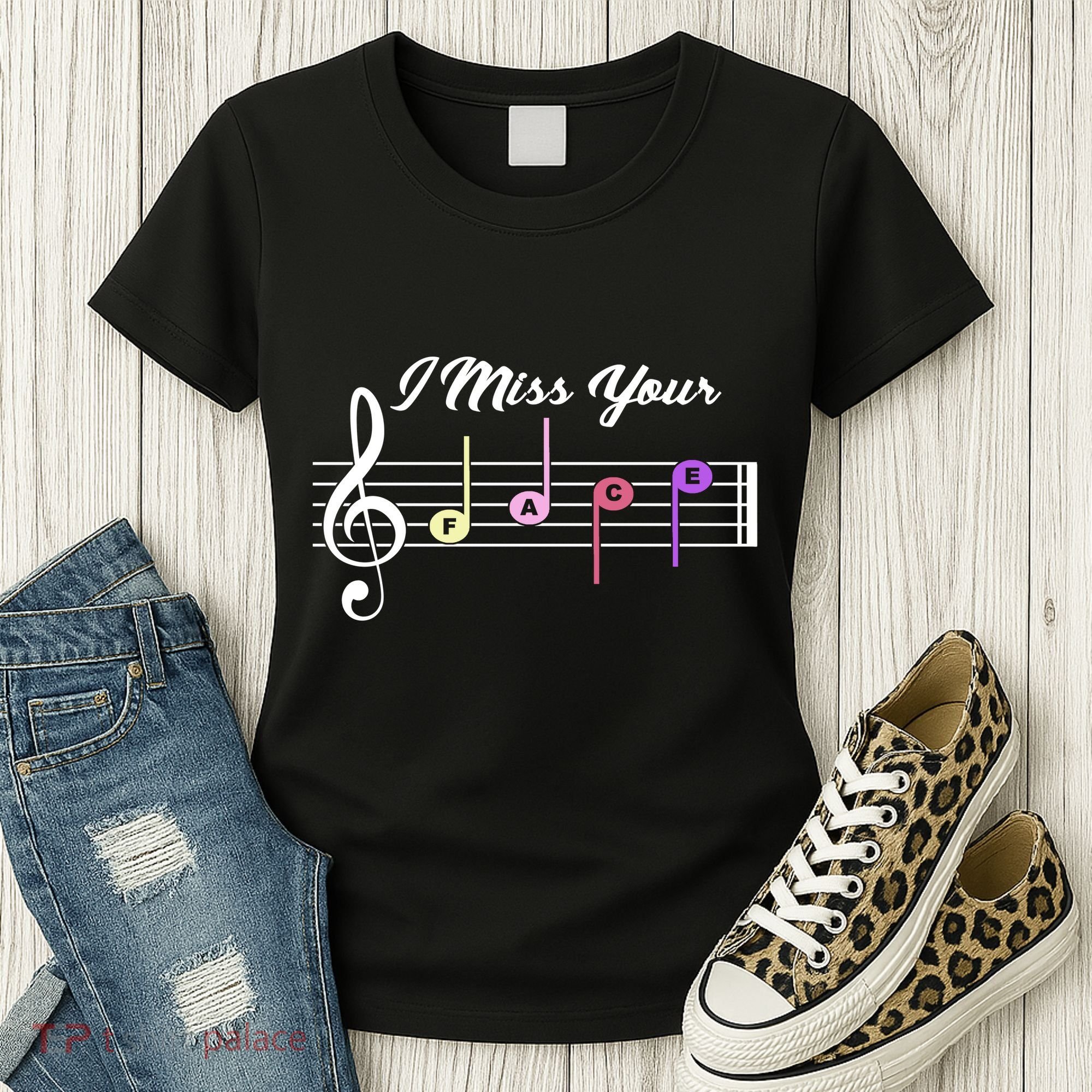 I Miss Your Face Music Notes Women's T-Shirt