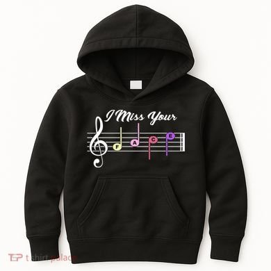 I Miss Your Face Music Notes Kids Hoodie