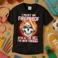 I Must Be Fireproof After All The Hell I've Been Through Kids T-Shirt thumb 3