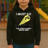 I Must Go The Video Game Needs Me Kids Hoodie thumb 3