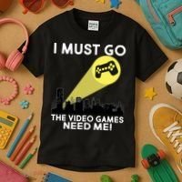 I Must Go The Video Game Needs Me Kids T-Shirt thumb 3