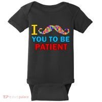 I Mustache You To Be Patient Autism Baby Bodysuit thumb 0
