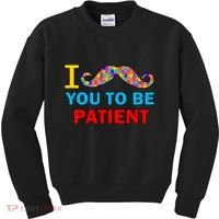 I Mustache You To Be Patient Autism Kids Sweatshirt thumb 0
