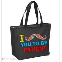 I Mustache You To Be Patient Autism Tote Bag thumb 2