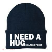 I Need A Hug Huge Glass Of Beer Beanie thumb 0
