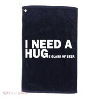 I Need A Hug Huge Glass Of Beer Golf Towel thumb 0