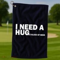 I Need A Hug Huge Glass Of Beer Golf Towel thumb 1