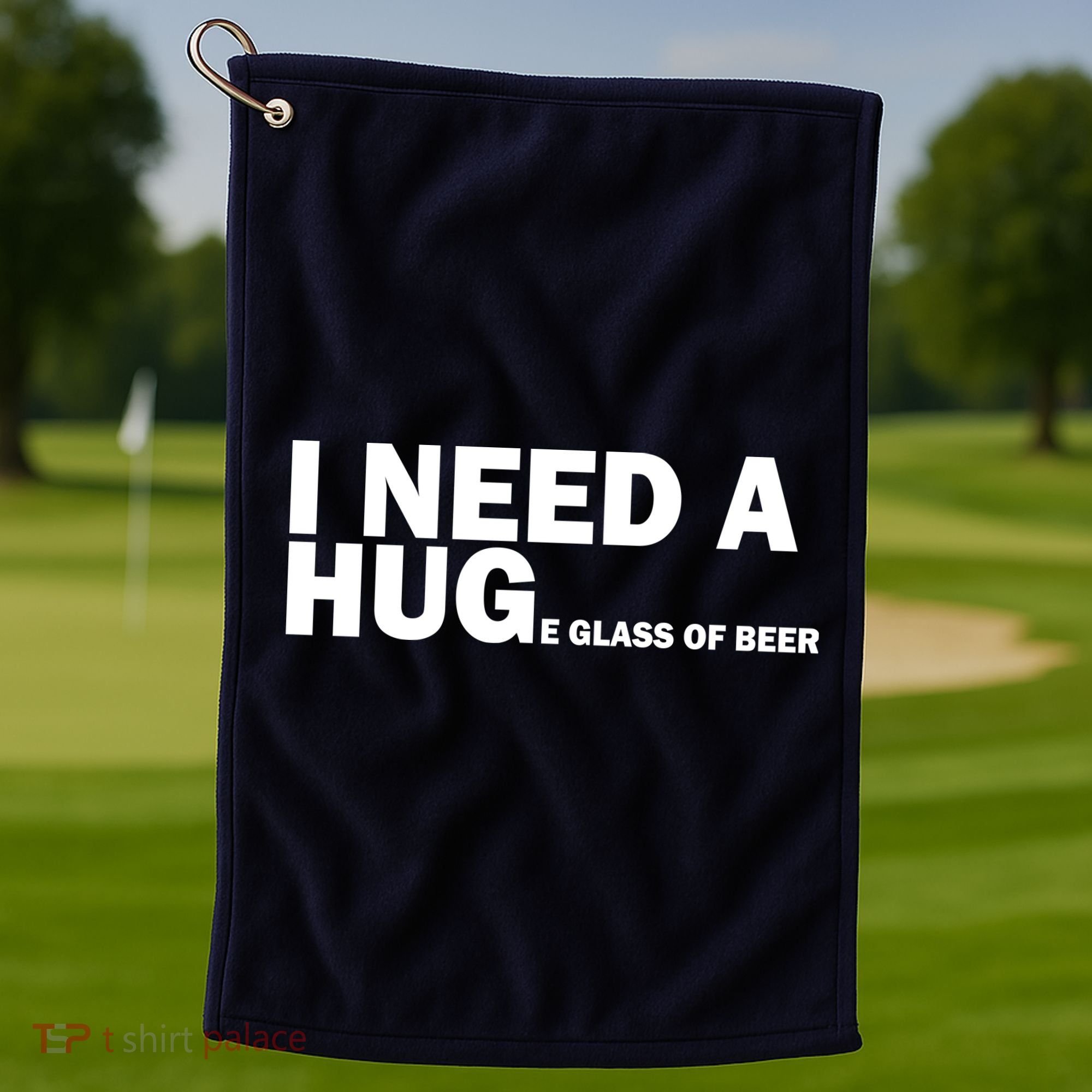 I Need A Hug Huge Glass Of Beer Golf Towel