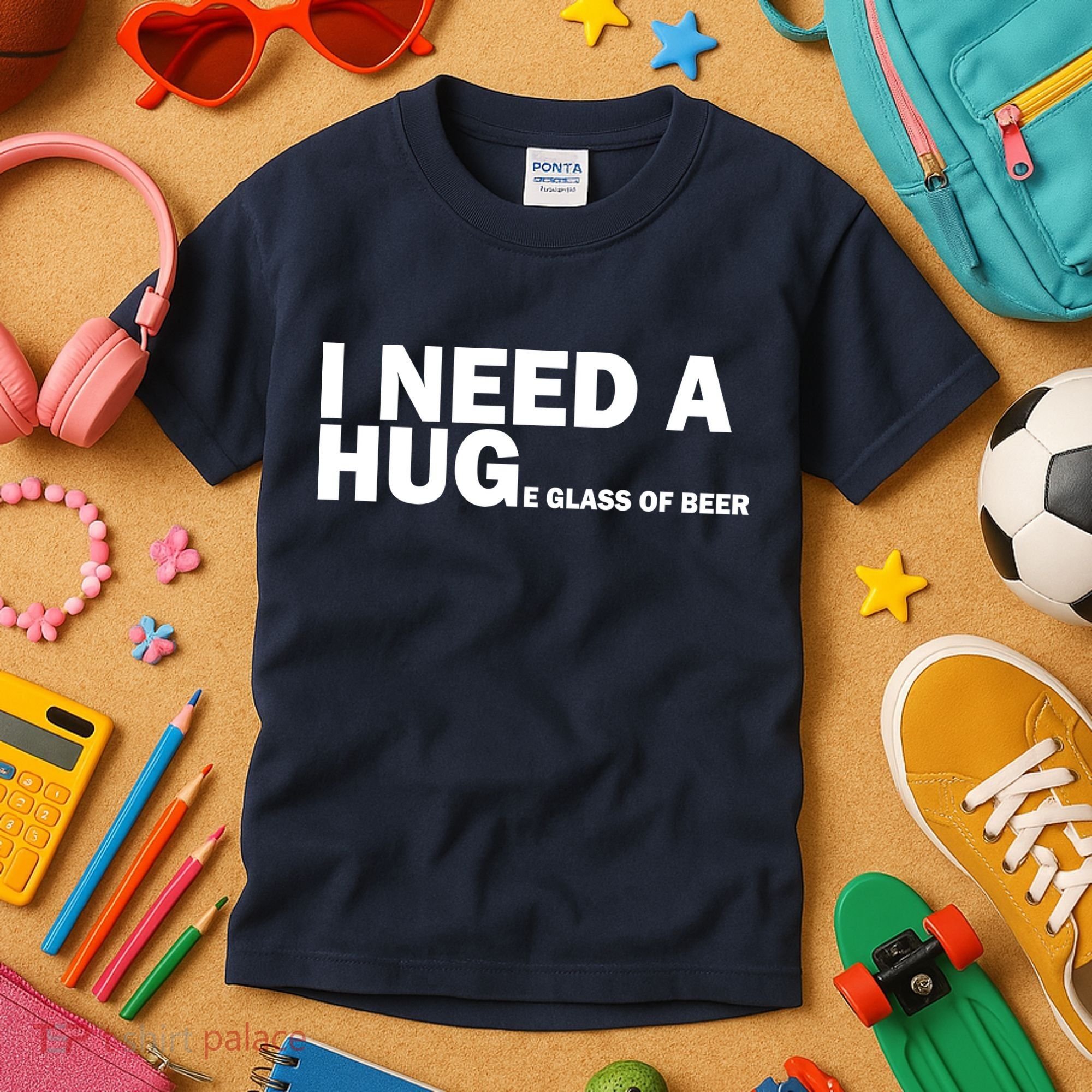 I Need A Hug Huge Glass Of Beer Kids T-Shirt