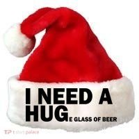 I Need A Hug Huge Glass Of Beer Santa Hat thumb 0