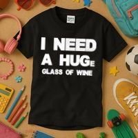 I Need a HUGe Glass of Wine Kids T-Shirt thumb 3