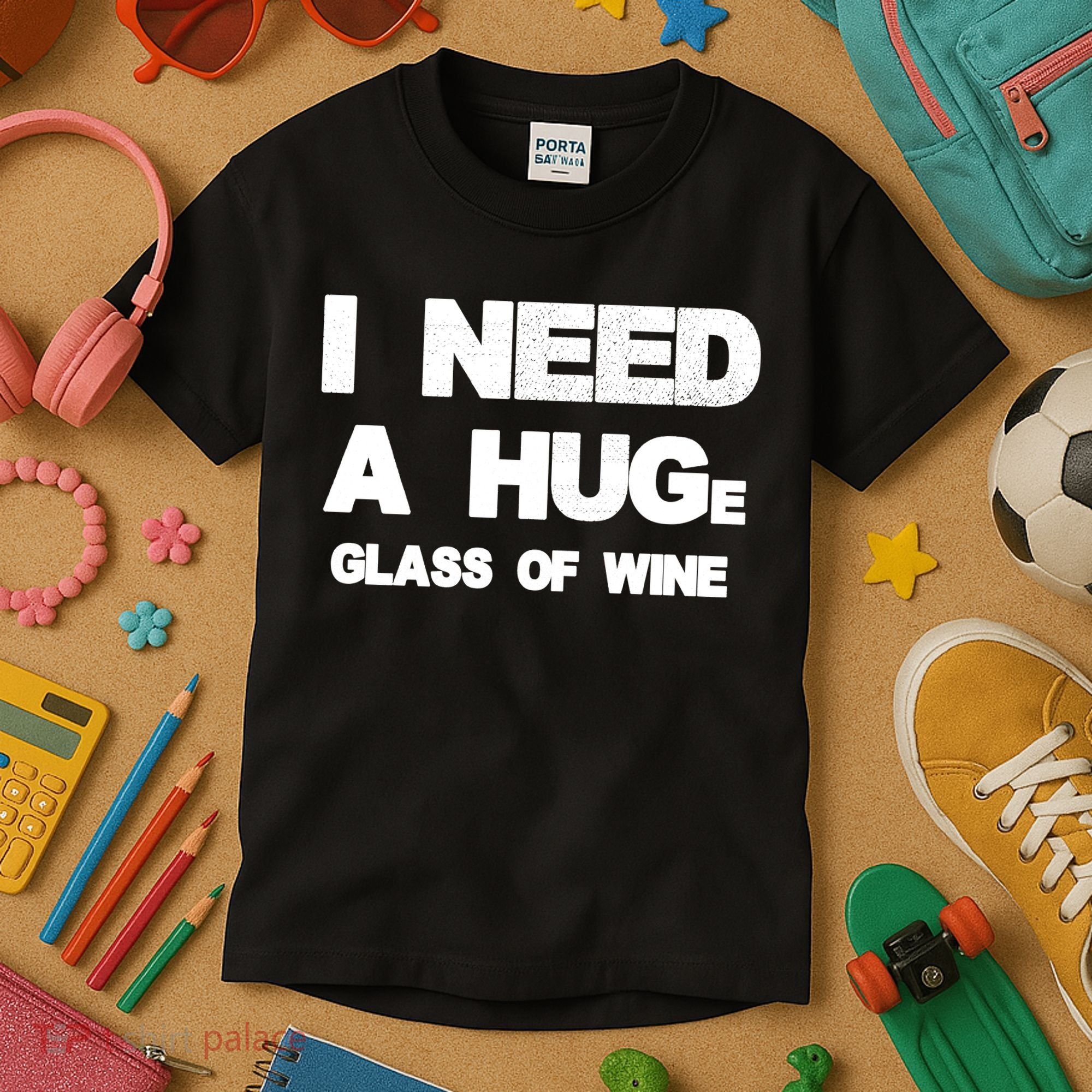 I Need a HUGe Glass of Wine Kids T-Shirt