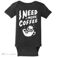 I Need More Coffee Funny Skeleton Baby Bodysuit thumb 0
