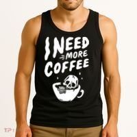 I Need More Coffee Funny Skeleton Tank Top thumb 3