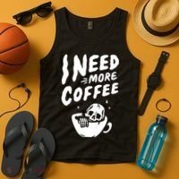 I Need More Coffee Funny Skeleton Tank Top thumb 4