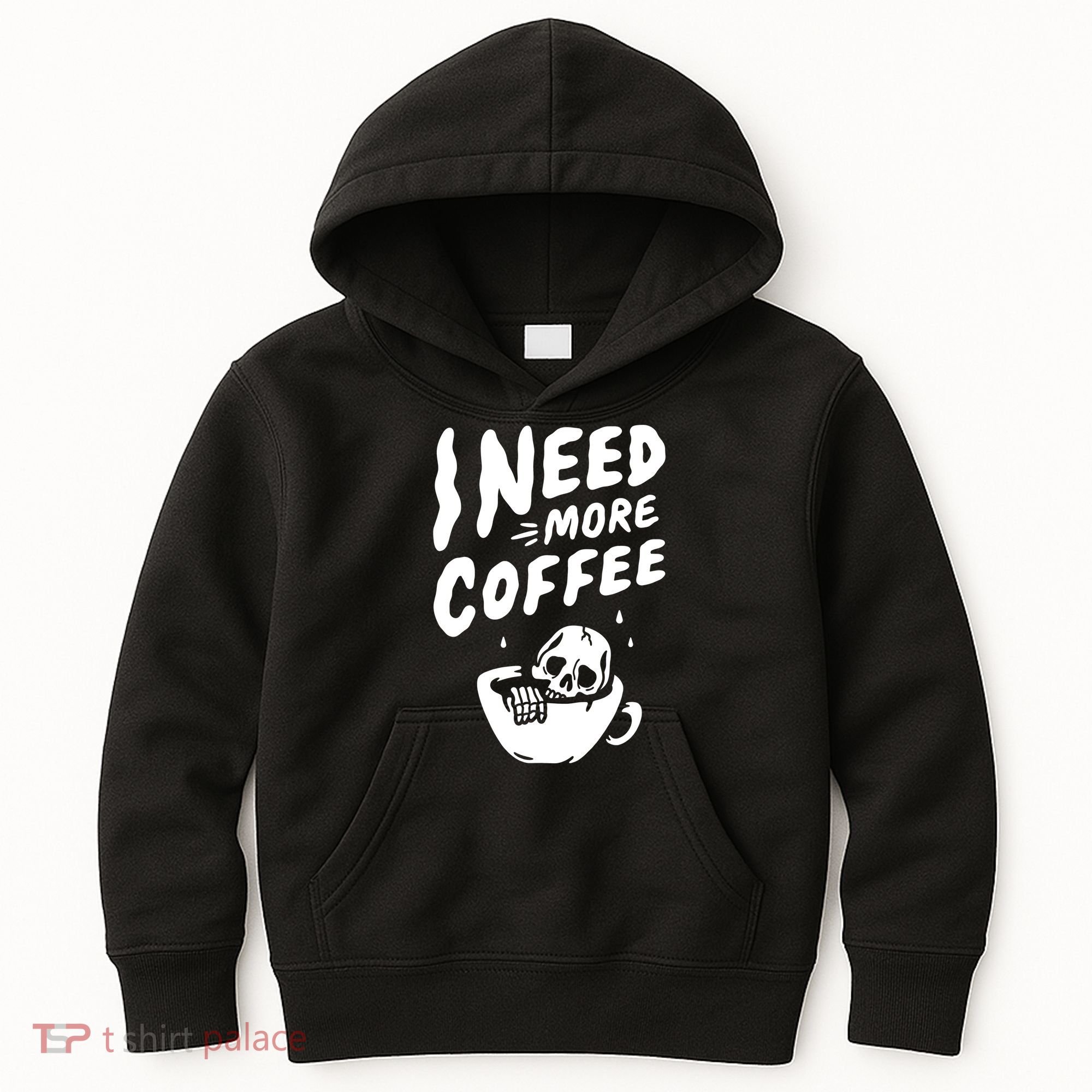 I Need More Coffee Funny Skeleton Kids Hoodie