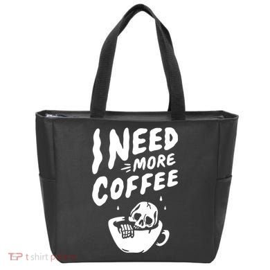 I Need More Coffee Funny Skeleton Tote Bag