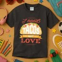 I Need Tacos Not love Kids T-Shirt thumb 3