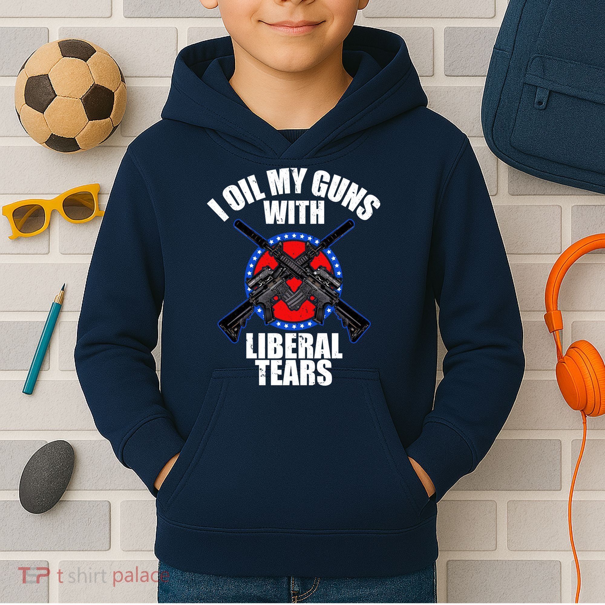 I Oil My Guns With Liberal tears Kids Hoodie