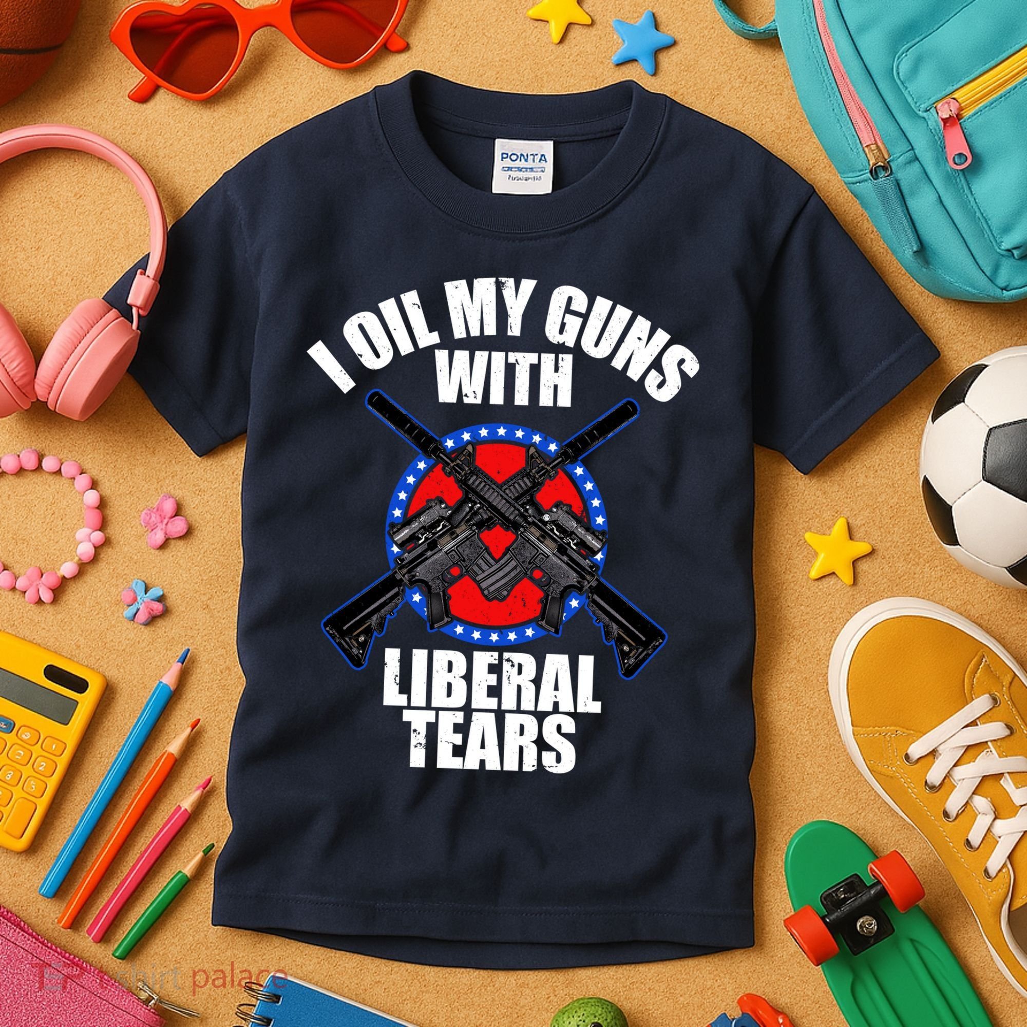 I Oil My Guns With Liberal tears Kids T-Shirt