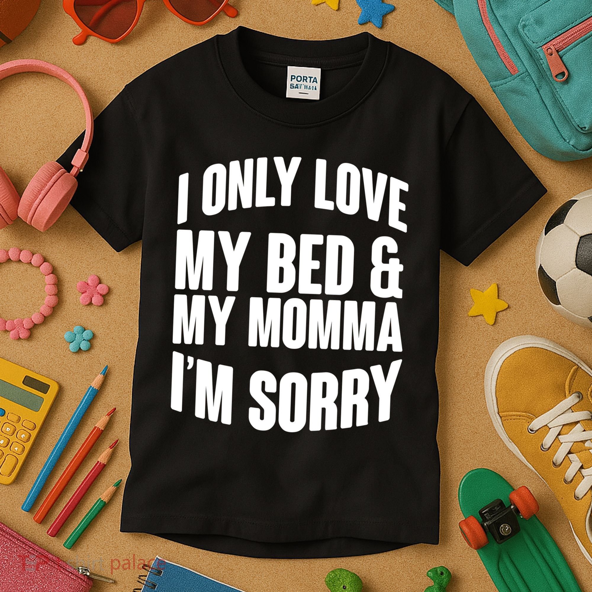 I Only Love My Bed & My Momma Kids T-Shirt