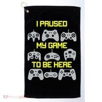 I Paused My Game To Be Here Funny Gamer Golf Towel thumb 0