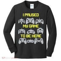 I Paused My Game To Be Here Funny Gamer Kids Long Sleeve Shirt thumb 0