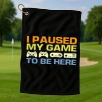 I Paused My Game To Be Here Retro Controllers Golf Towel thumb 1