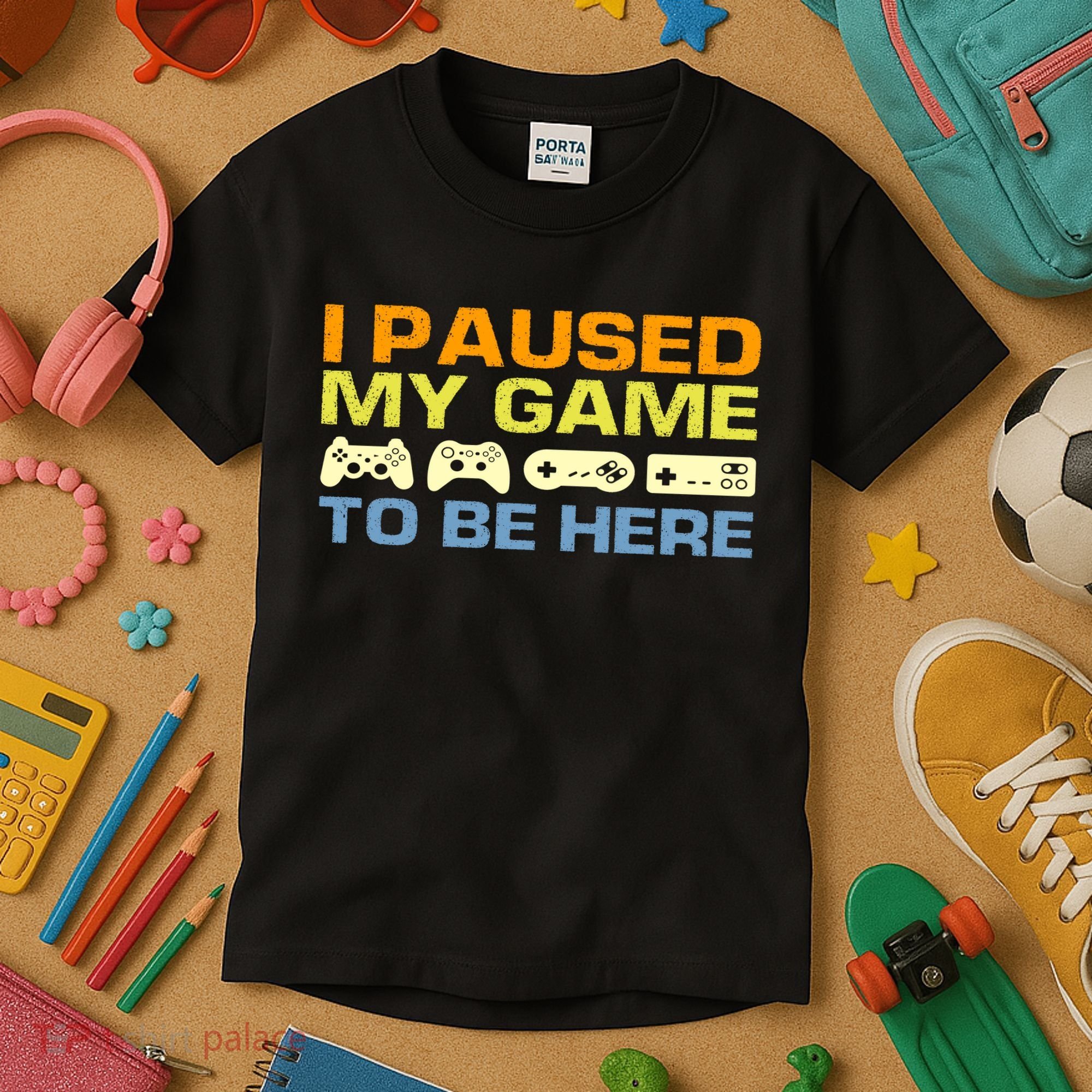 I Paused My Game To Be Here Retro Controllers Kids T-Shirt