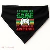 I Paused My Game To Celebrate Juneteenth USA-Made Doggie Bandana thumb 0