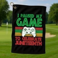 I Paused My Game To Celebrate Juneteenth Golf Towel thumb 1