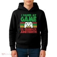 I Paused My Game To Celebrate Juneteenth Kids Hoodie thumb 4