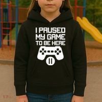 I Paused My Video Game To Be Here Kids Hoodie thumb 3