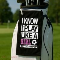 I Play Like A Girl Try To Keep Up Soccer Golf Towel thumb 2