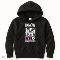 I Play Like A Girl Try To Keep Up Soccer Kids Hoodie thumb 0